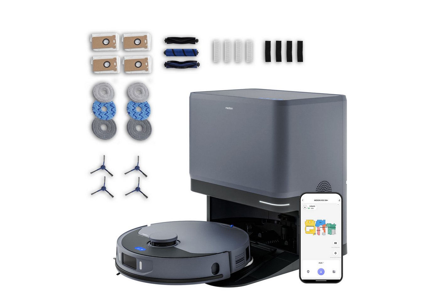 Medion® Saugroboter Saugroboter MEDION X55 SW+ Pro (MD12555), beutellos, X55 SW+ PRO Bild 2