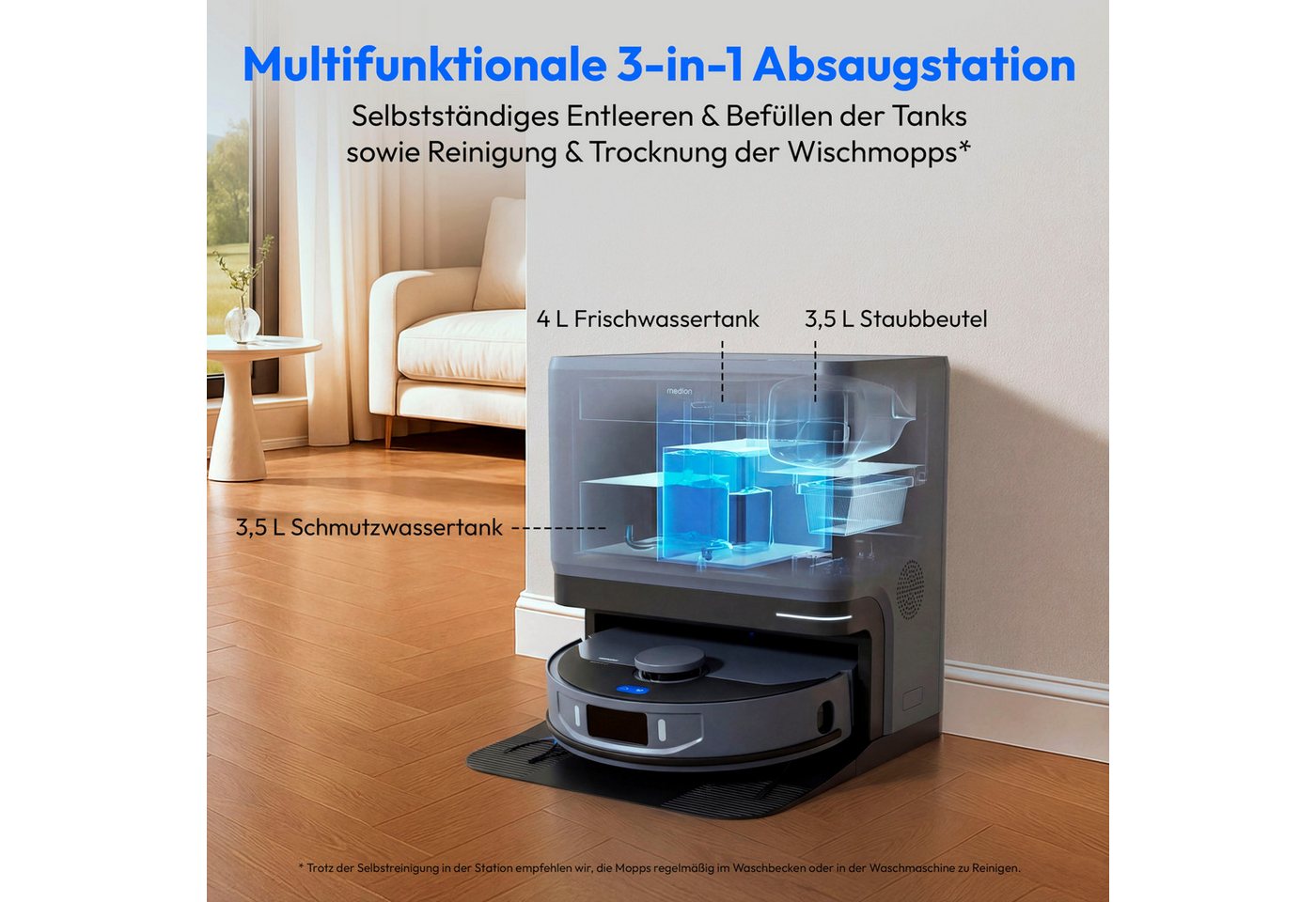Medion® Saugroboter Saugroboter MEDION X55 SW+ Pro (MD12555), beutellos, X55 SW+ PRO Bild 3