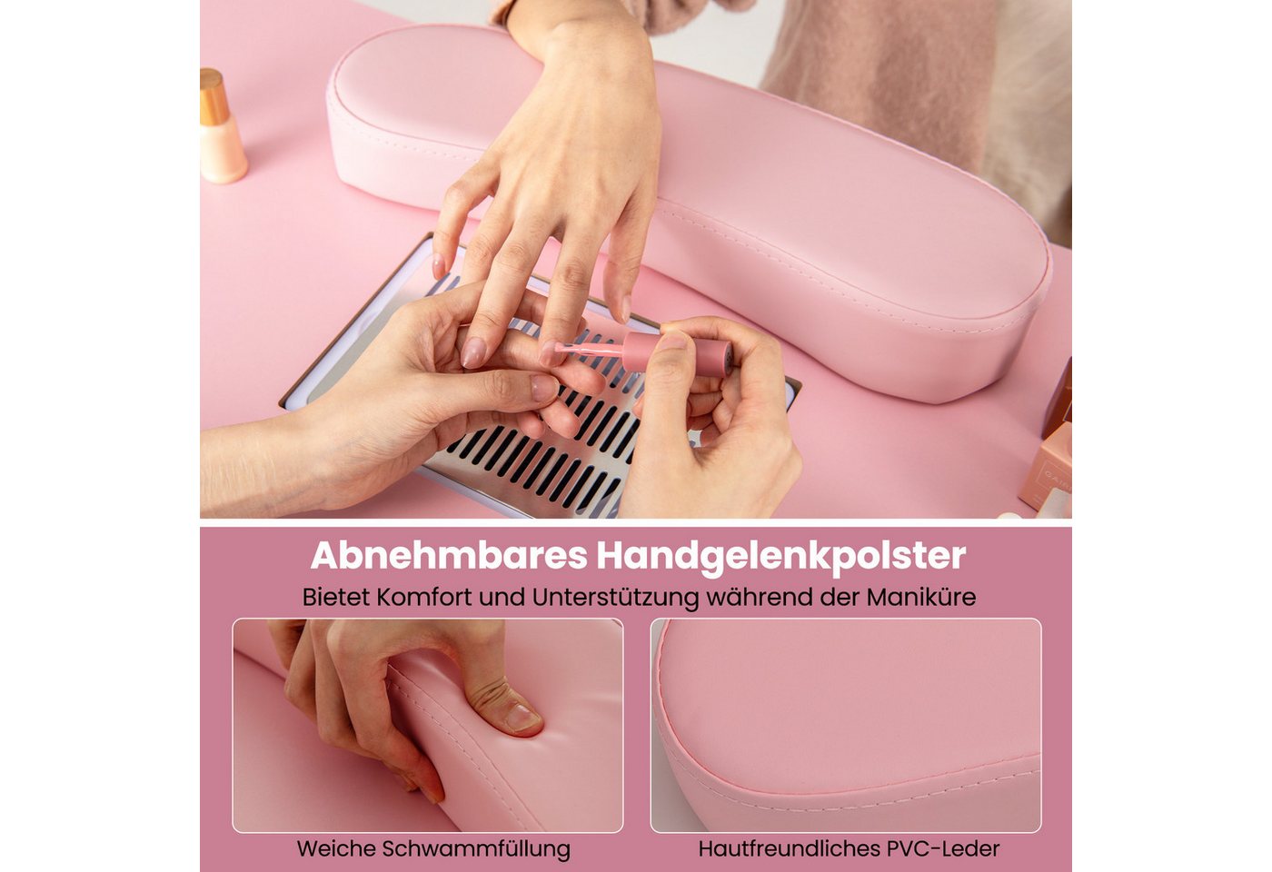 COSTWAY Maniküre-Pediküre-Set, Maniküretisch mit elektrischer Staubabsaugung Nageltisch Bild 4