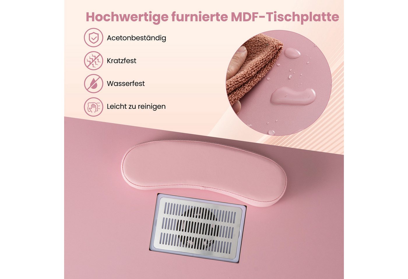 COSTWAY Maniküre-Pediküre-Set, Maniküretisch mit elektrischer Staubabsaugung Nageltisch Bild 5