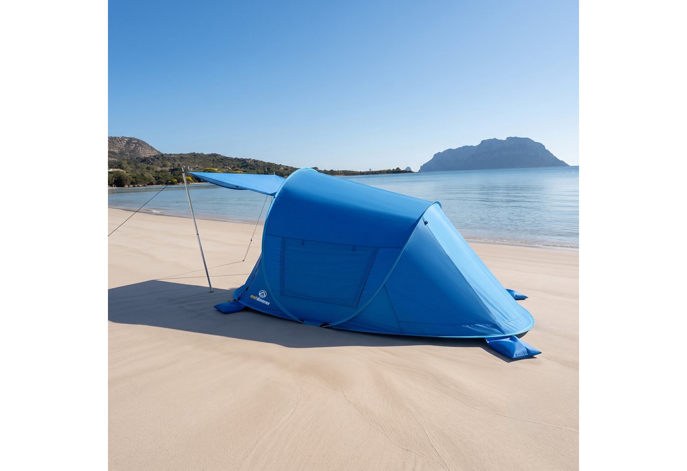 outdoorer Strandmuschel Pop-Up Beach Air Max mit UV 80-Sonnenschutz, Vordach & Belüftung, Personen: 4, verschließbare XXL-Strandmuschel mit kleinem Packmaß, koffergeeignet Bild 2