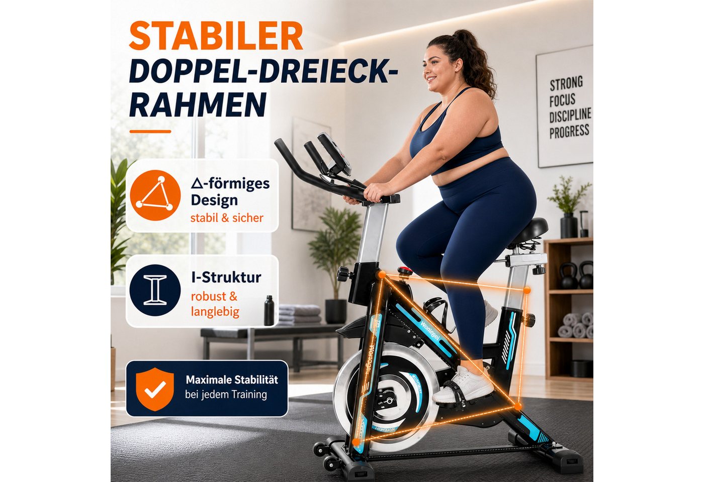 Ledklang Heimtrainer fahrrad bildschirm 150kg Belastbarkeit LCD-Display einstellbarer (1-tlg), verstellbarem Sitz und Tablet-Halterung leises Cardio-Training Zuhause Bild 3