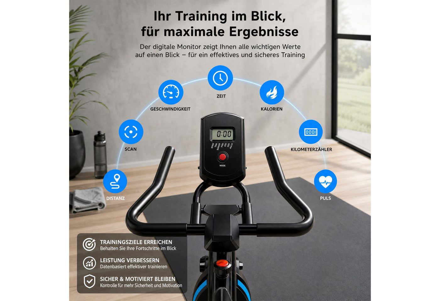Ledklang Heimtrainer fahrrad bildschirm 150kg Belastbarkeit LCD-Display einstellbarer (1-tlg), verstellbarem Sitz und Tablet-Halterung leises Cardio-Training Zuhause Bild 5