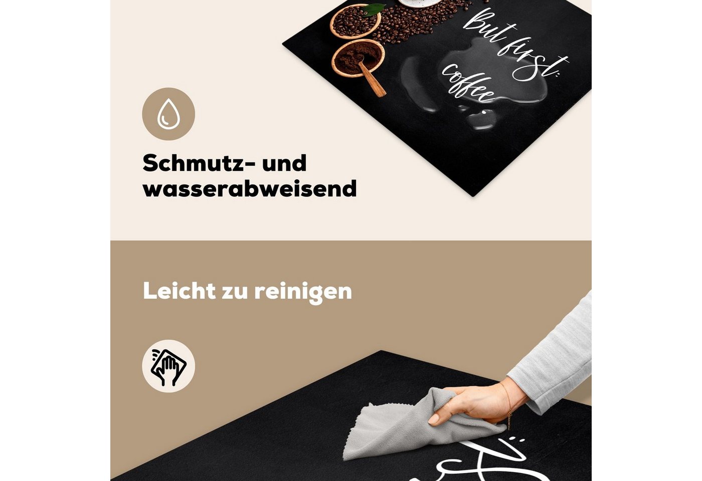 MuchoWow Herd-Abdeckplatte Zitate - Kaffee - Sprichwörter - Aber erst der Kaffee, Vinyl, (1 tlg), Abdeckplatte für Ceranfeld, Herd Inductionsmatte, 57.6x51.6 cm Bild 4