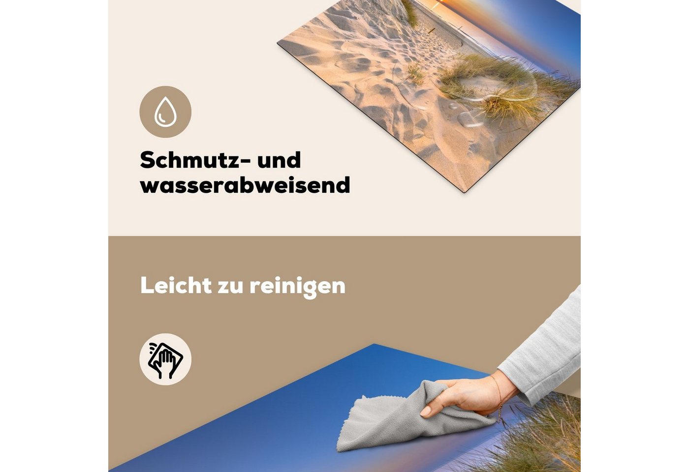 MuchoWow Herd-Abdeckplatte Düne - Sonnenuntergang - Horizont - Strand - Gras, Vinyl, (1 tlg), Cerankochfeld Abdeckung, Herd Abdeckplatten Vinyl, 58x51 cm Bild 4