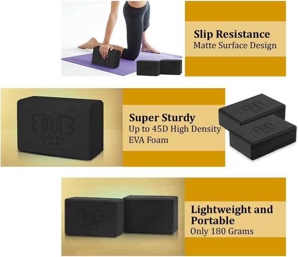 BNB SPORTS Yogablock 2er Pack Premium Yoga Blöcke Stabile Sportmatte, rutschfest Bild 2