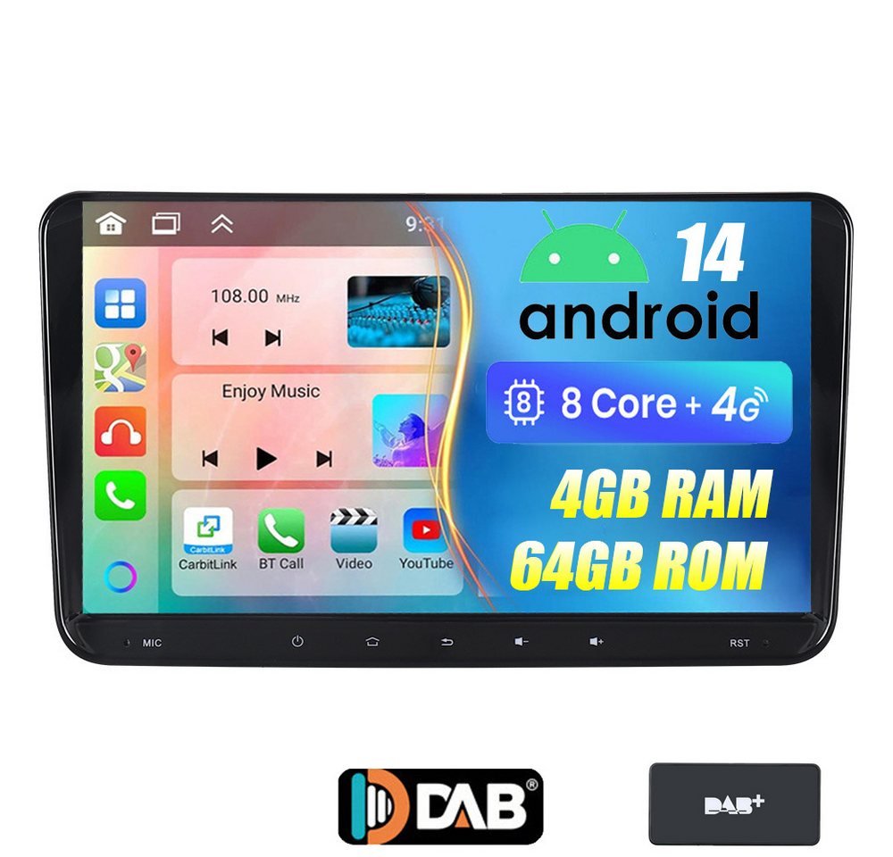 A-Sure 8-Core Android 14 Autoradio Carplay BT Für VW Touran Tiguan Caddy Polo Autoradio (RDS, FM, AM, 25 W, 1080P IPS Screen/8-Core CPU) Bild 4