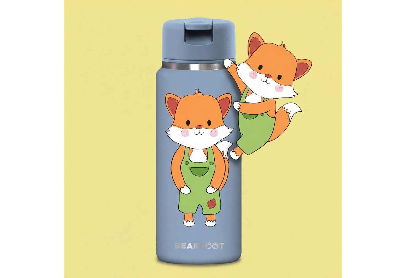 BEARFOOT Trinkflasche TINY Thermo Kinder Trinkflasche Edelstahl - Fuchs, Thermosflasche, auslaufsicher, Edelstahl, Kinderflasche, BPA-frei Bild 2