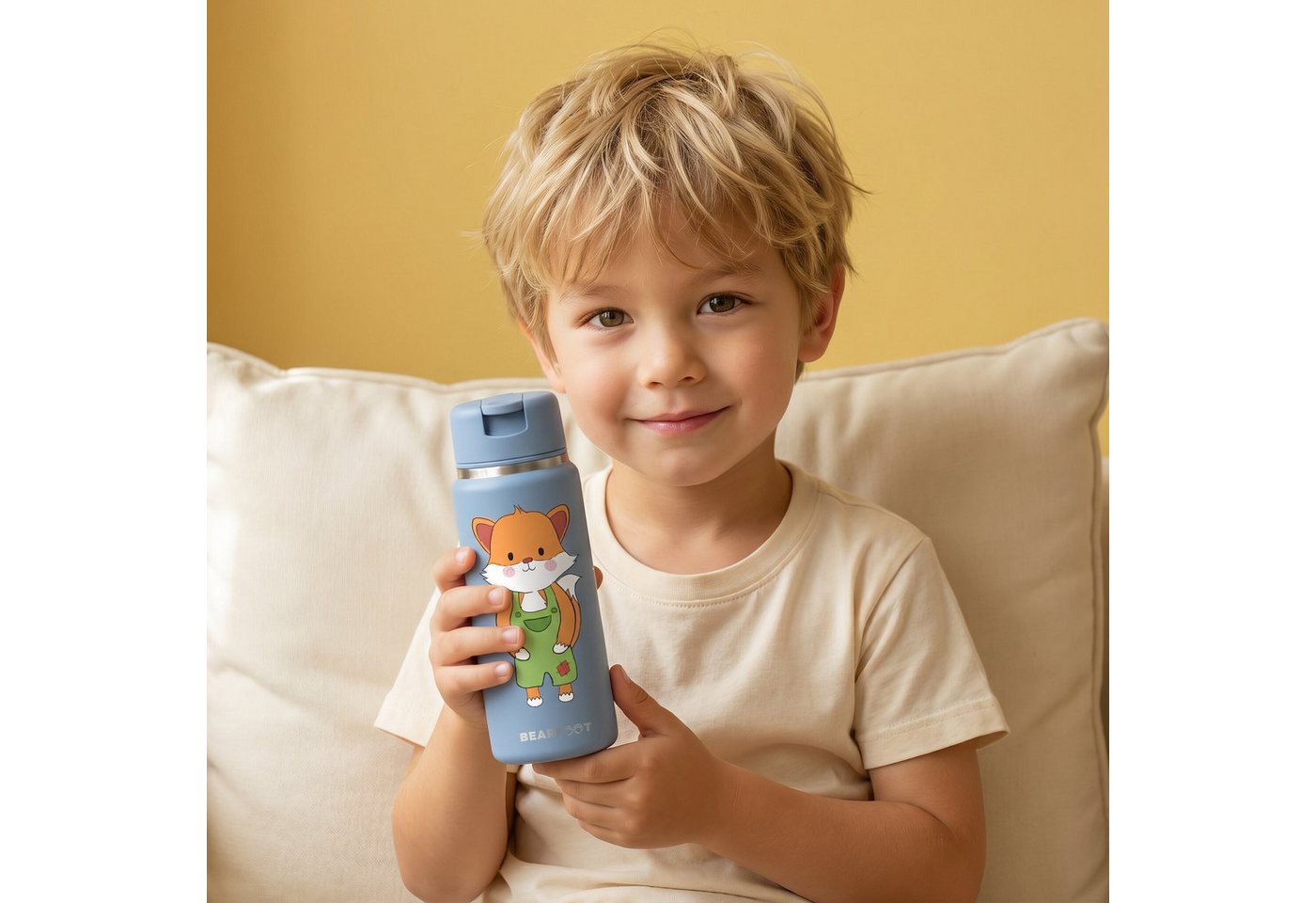 BEARFOOT Trinkflasche TINY Thermo Kinder Trinkflasche Edelstahl - Fuchs, Thermosflasche, auslaufsicher, Edelstahl, Kinderflasche, BPA-frei Bild 3