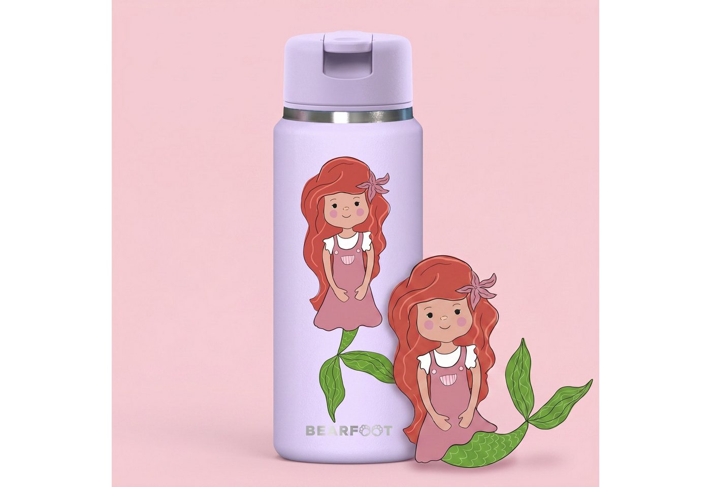 BEARFOOT Trinkflasche TINY Thermo Kinder Trinkflasche Edelstahl - Meerjungfrau, Thermosflasche, auslaufsicher, Edelstahl, Kinderflasche, BPA-frei