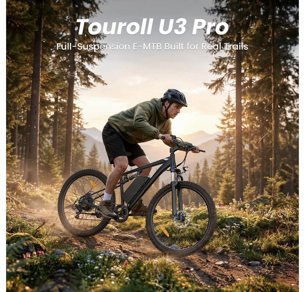 Touroll E-Bike Trekkingrad U3 Pro, 7 Gang, Heckmotor, 720 Wh, Shimano 7-Gang, StVZO-Beleuchtung, herausnehmbarer Akku Bild 4