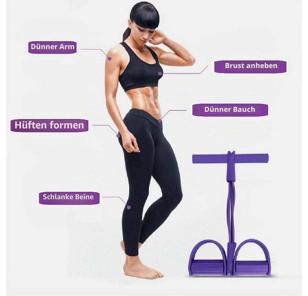 inschimmer Trainingsbänder 4 Tube Fitnessbänder mit Pedal Bauchtrainer für Abnehmen Training Yoga