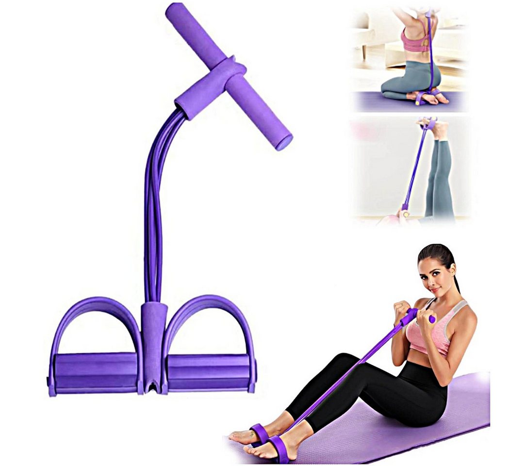 inschimmer Trainingsbänder 4 Tube Fitnessbänder mit Pedal Bauchtrainer für Abnehmen Training Yoga Bild 2
