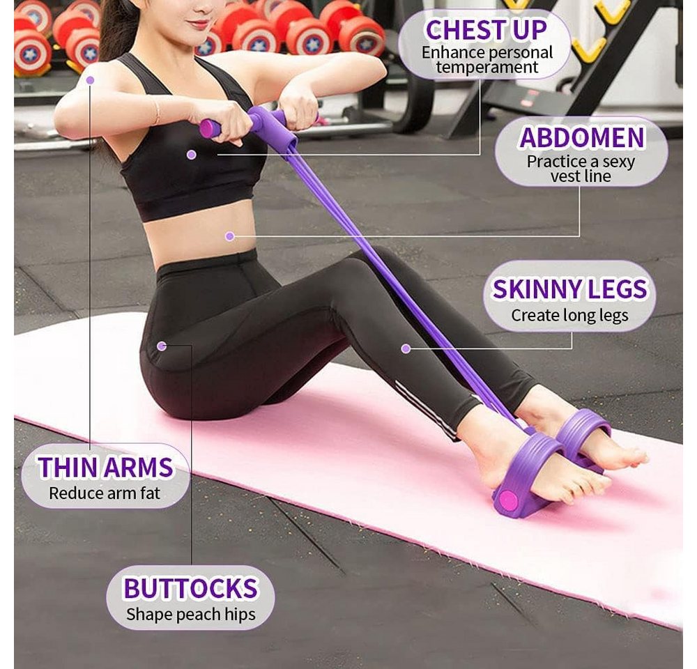 inschimmer Trainingsbänder 4 Tube Fitnessbänder mit Pedal Bauchtrainer für Abnehmen Training Yoga Bild 3
