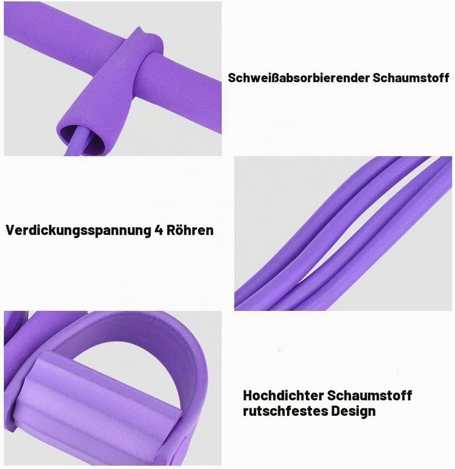 inschimmer Trainingsbänder 4 Tube Fitnessbänder mit Pedal Bauchtrainer für Abnehmen Training Yoga Bild 5