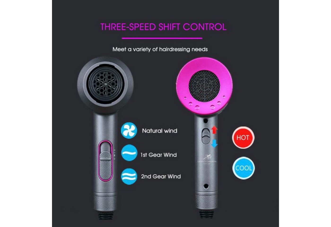 Lalano`S Cosmetics Haartrockner Ionic Volumizer Hair Dryer Warmluftbürste 3 in 1 Hairstylist, 2000,00 W, AC-Motor Bild 5