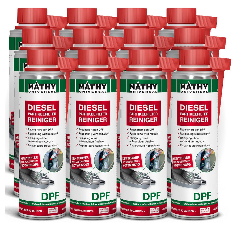 MATHY Diesel-Additiv MATHY-DPF Dieselpartikelfilter-Reiniger 12 x 300 ml, 3,6 l, (12-St) Reinigt den Diesel-Partikelfilter