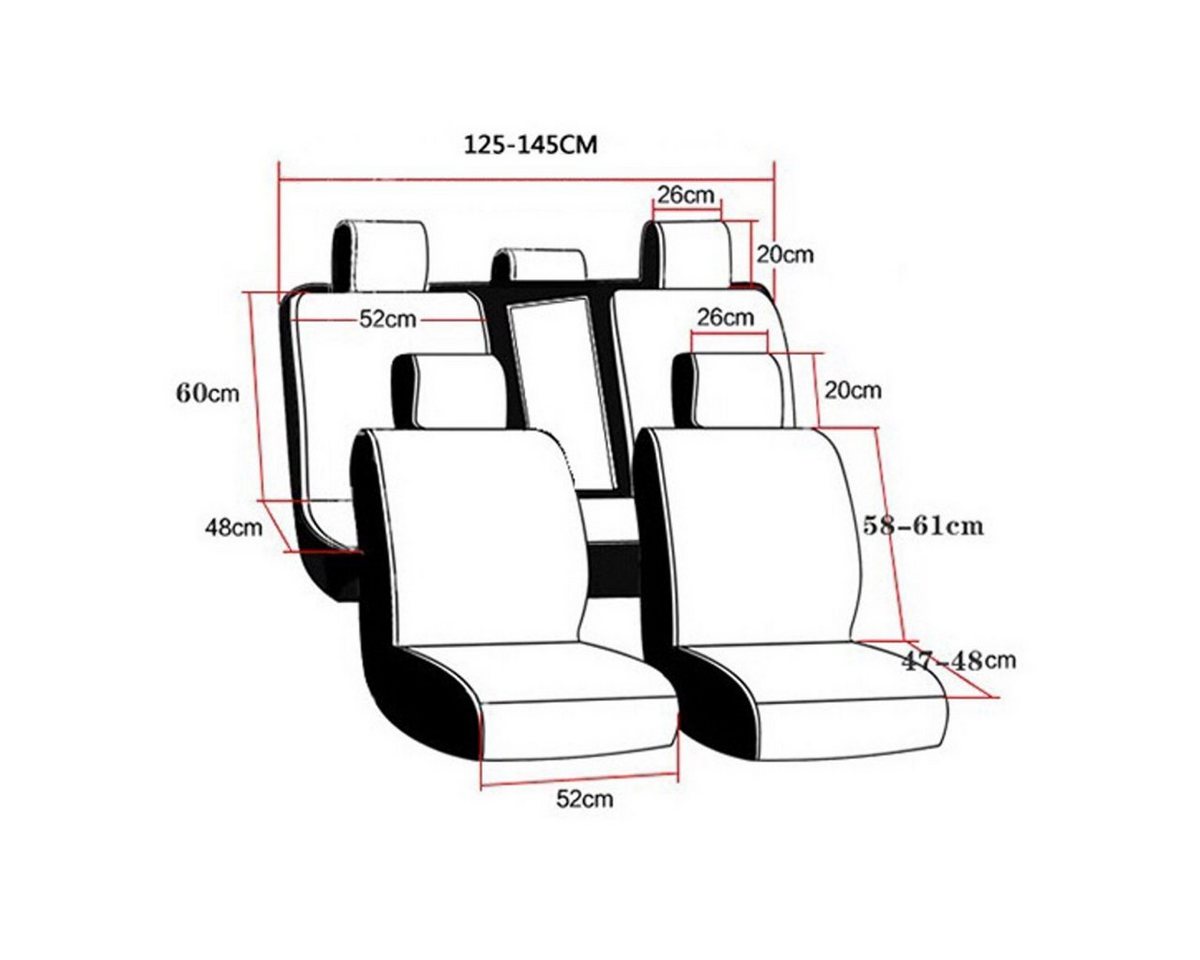 ELUTO Autositzbezug, 5 Sitz Universal Autositzbezüge Vordersitze und Rücksitz Komplettset Bild 2
