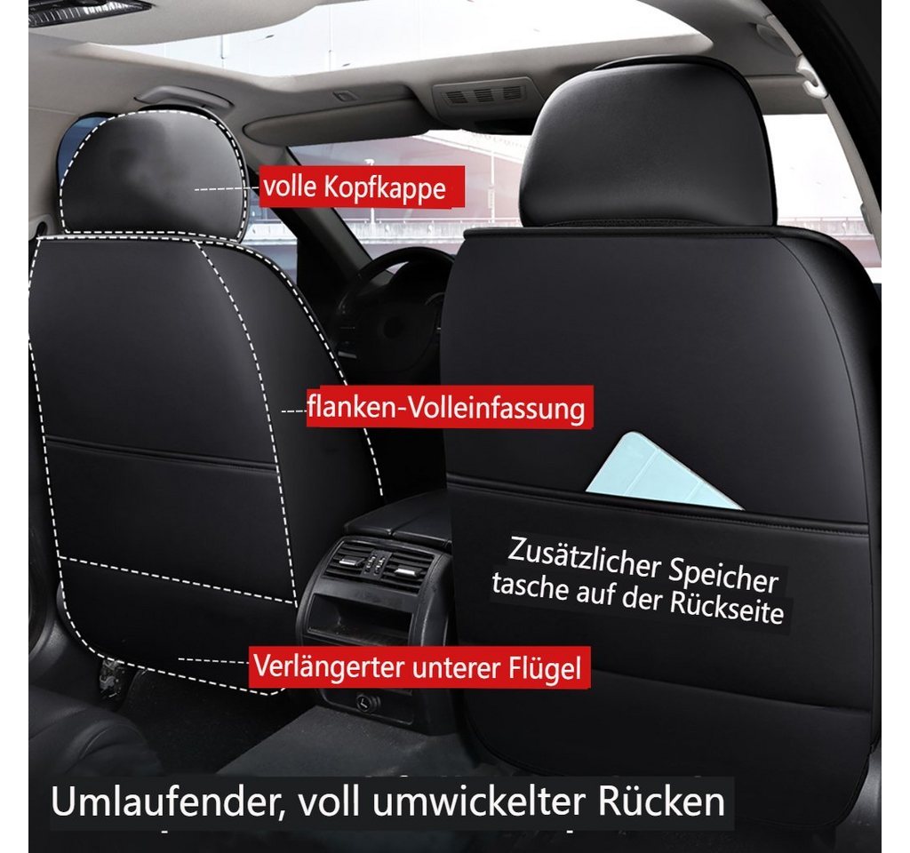 ELUTO Autositzbezug, 5 Sitz Universal Autositzbezüge Vordersitze und Rücksitz Komplettset Bild 4
