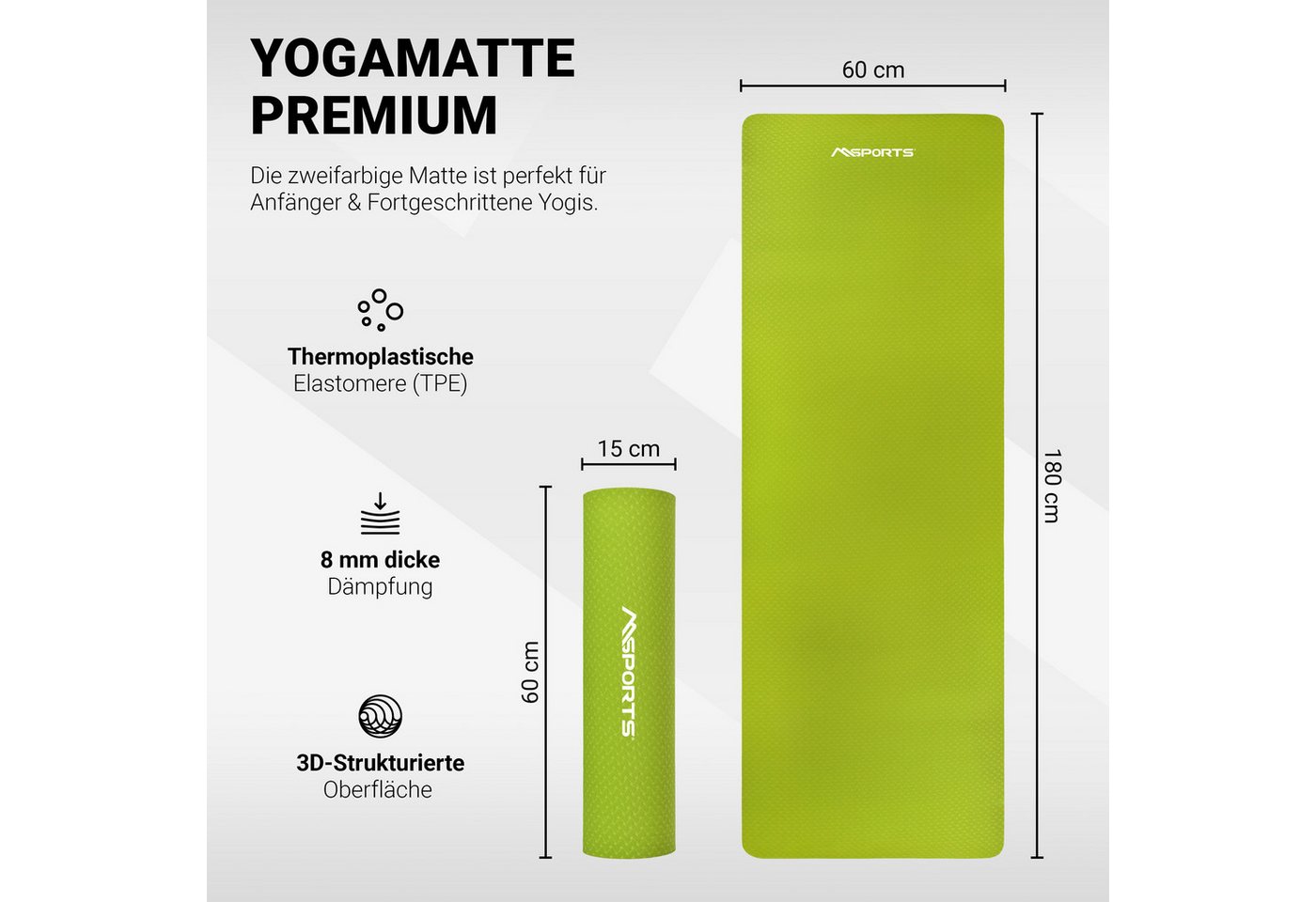 MSports® Gymnastikmatte Yogamatte - Fitnessmatte - extrem rutschfest (Yogamatte) Bild 2