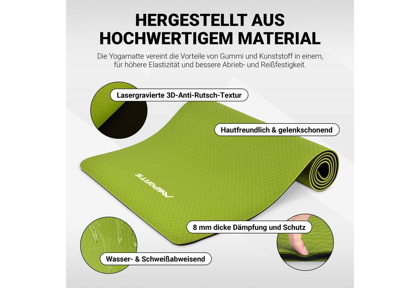 MSports® Gymnastikmatte Yogamatte - Fitnessmatte - extrem rutschfest (Yogamatte) Bild 4