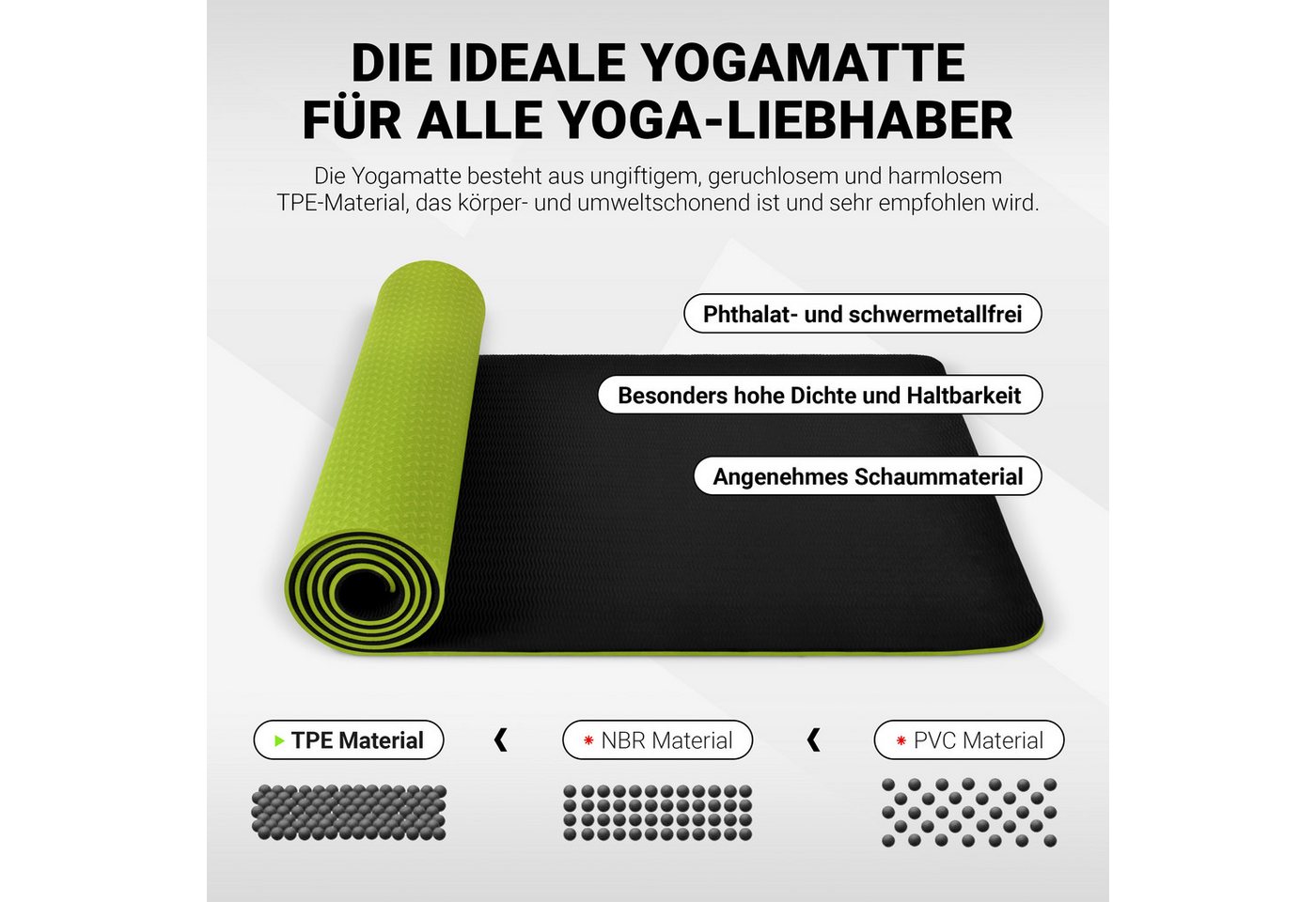 MSports® Gymnastikmatte Yogamatte - Fitnessmatte - extrem rutschfest (Yogamatte) Bild 5