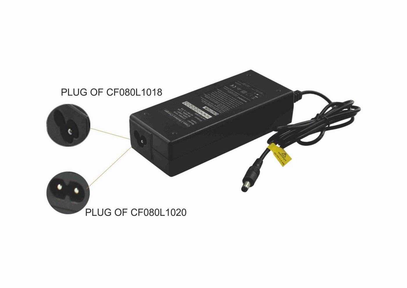 PowerSmart CF080L1020E.001 Batterie-Ladegerät (36V 2A AC Adapter für Elektrofahrrad, 100V-240V (Eingang), 42 V (Ausgang), 2,0 A (Ausgangsstrom), 1PIN)