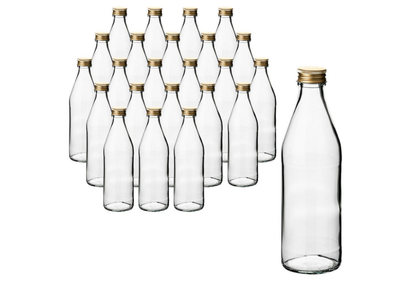 gouveo Trinkflasche Glasflasche Retro 330 ml mit Schraubverschluss zum Befüllen, 24 Stück, goldfarben Bild 2