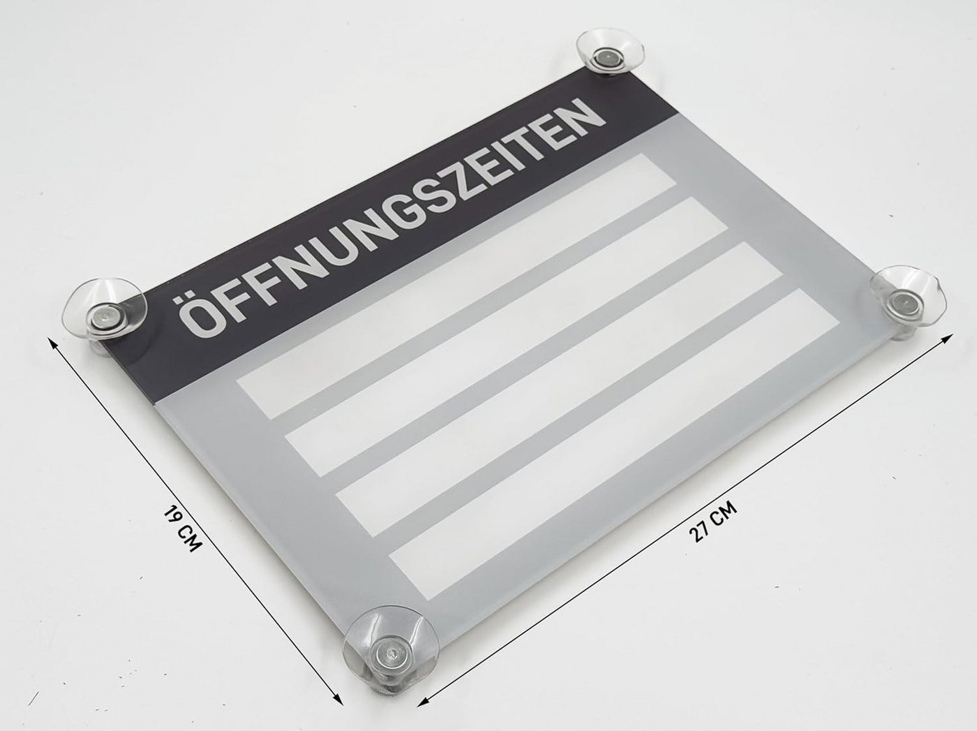 codiarts.® Hinweisschild codiarts. Öffnungszeiten-Schild mit Saugnäpfen (19x27cm), zum Beschriften, mit Saugnäpfen Bild 2