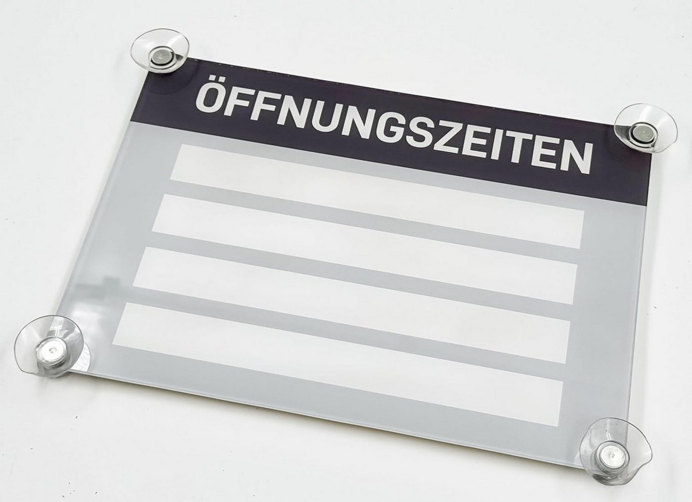 codiarts.® Hinweisschild codiarts. Öffnungszeiten-Schild mit Saugnäpfen (19x27cm), zum Beschriften, mit Saugnäpfen Bild 4