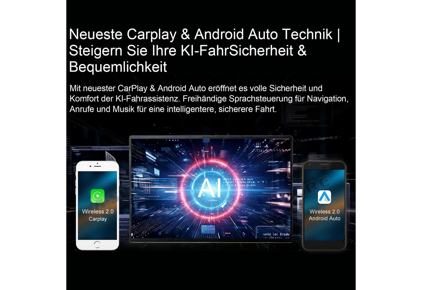 A-Sure Apple Carplay Android Auto Navi DSP Für Smart Fortwo 451 2005-2010 Autoradio (5s Schnellstart/1280*720 Screen/Apple Carplay/Android Auto/Bluetooth)