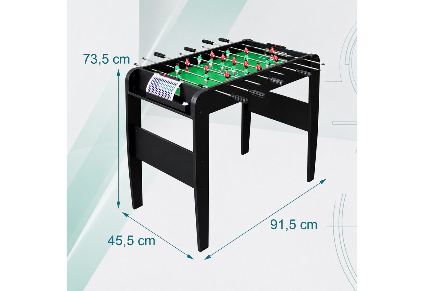 relaxdays Kickertisch mit 3 Bällen (4-tlg), schwarz Bild 4