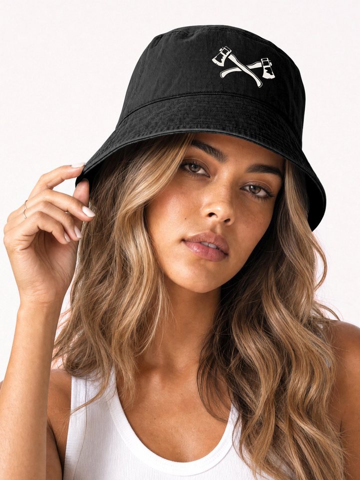 Neverless Fischerhut Anglerhut mit Print Äxte Baumwolle Bucket Hat Herren Damen Sonnenhut Bild 2