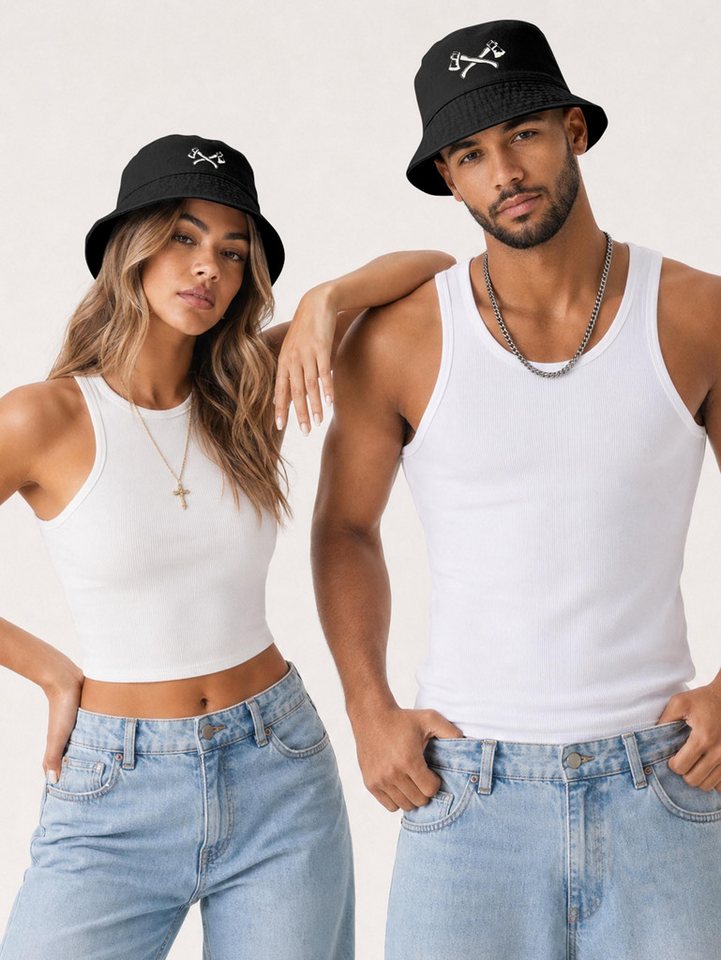 Neverless Fischerhut Anglerhut mit Print Äxte Baumwolle Bucket Hat Herren Damen Sonnenhut Bild 5