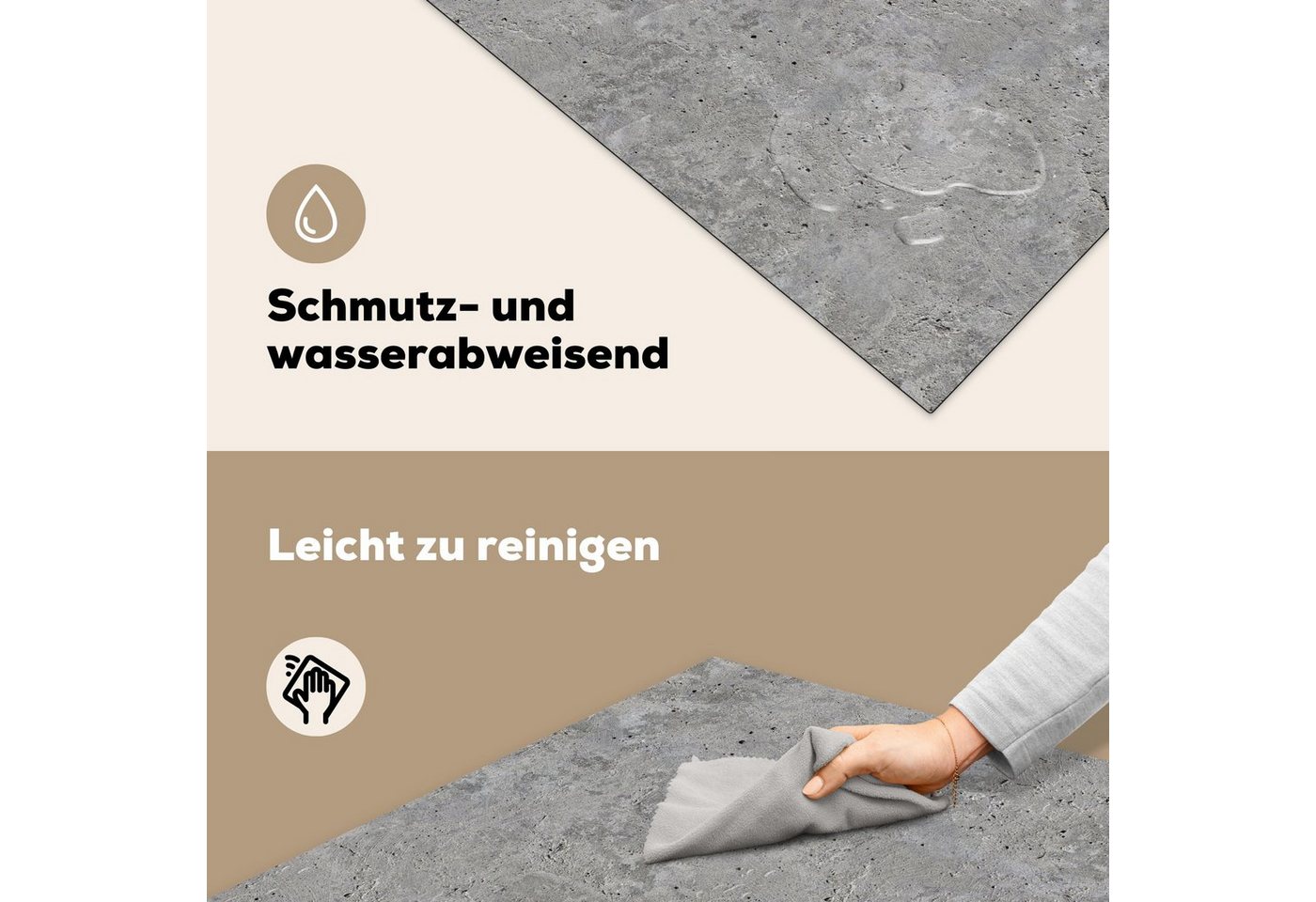 MuchoWow Herd-Abdeckplatte Beton - Schiefer - Grau - Betonoptik/print, Vinyl, (1 tlg), Küche Herdabdeckung Ceranfeld Induktionsfeld Vinyl, 60x60 cm