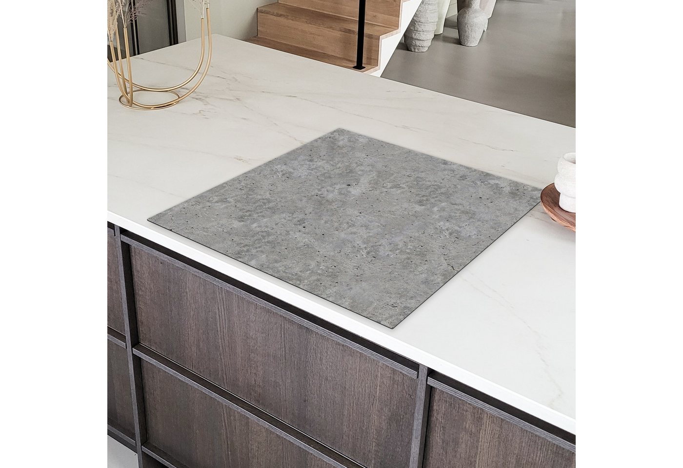 MuchoWow Herd-Abdeckplatte Beton - Schiefer - Grau - Betonoptik/print, Vinyl, (1 tlg), Küche Herdabdeckung Ceranfeld Induktionsfeld Vinyl, 60x60 cm Bild 3