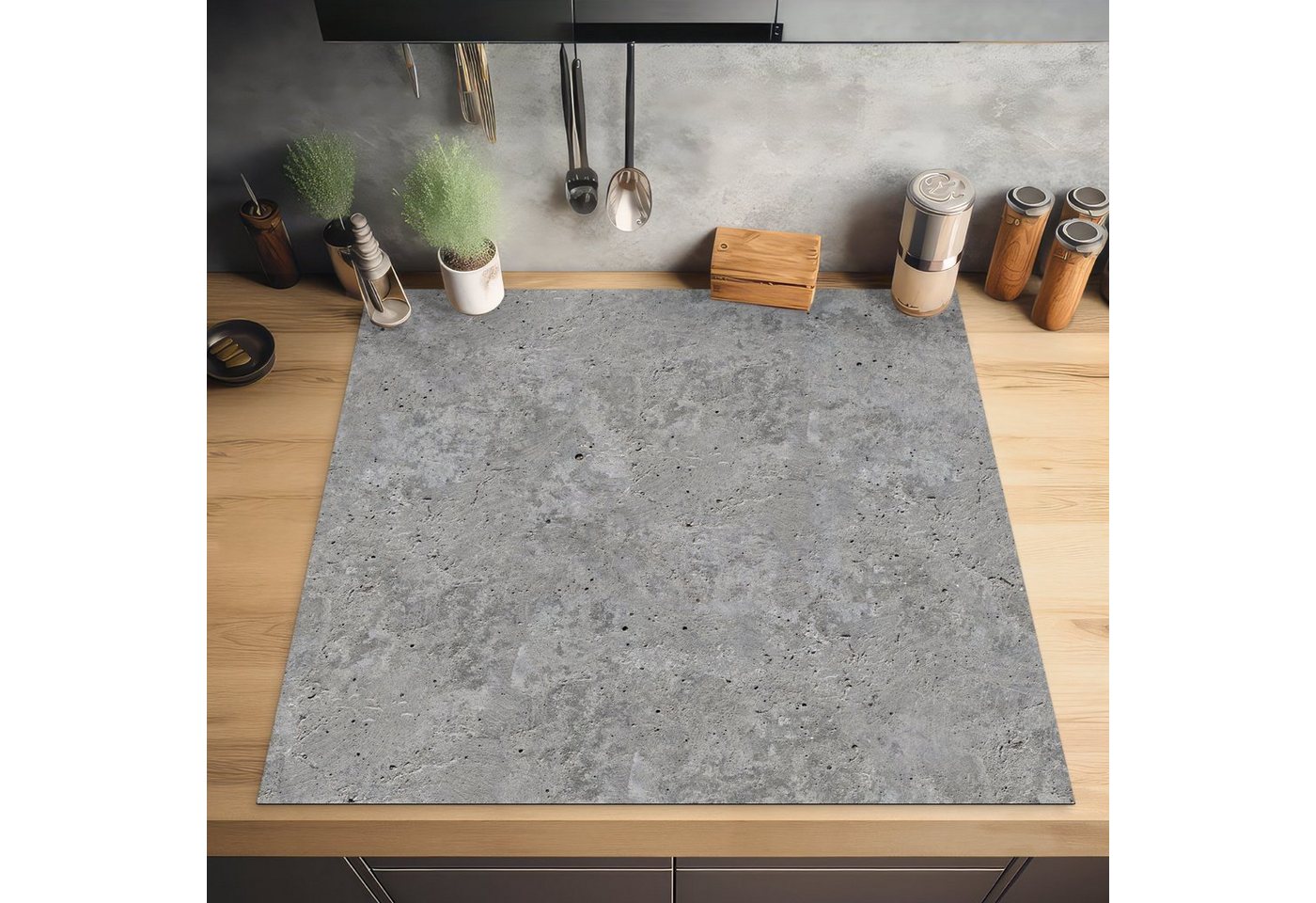 MuchoWow Herd-Abdeckplatte Beton - Schiefer - Grau - Betonoptik/print, Vinyl, (1 tlg), Küche Herdabdeckung Ceranfeld Induktionsfeld Vinyl, 60x60 cm Bild 4