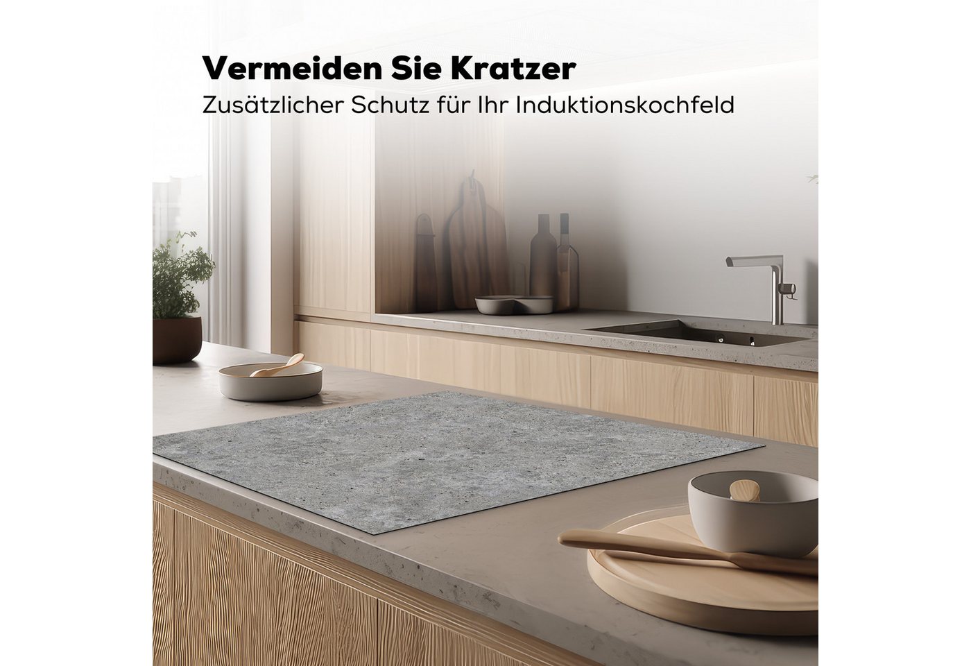 MuchoWow Herd-Abdeckplatte Beton - Schiefer - Grau - Betonoptik/print, Vinyl, (1 tlg), Küche Herdabdeckung Ceranfeld Induktionsfeld Vinyl, 60x60 cm Bild 5