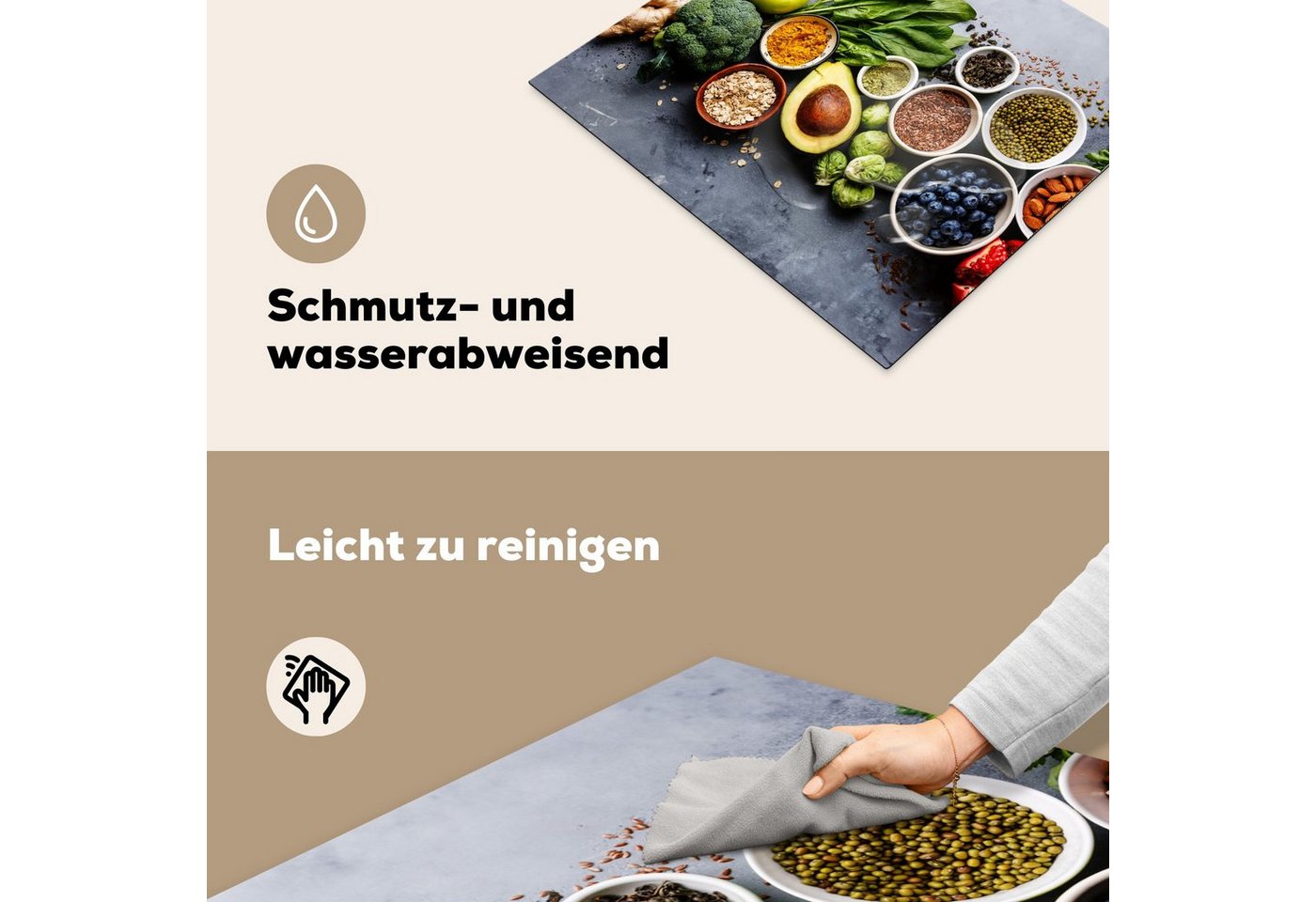 MuchoWow Herd-Abdeckplatte Obst - Beton - Gemüse, Vinyl, (1 tlg), Ceranfeldabdeckung Küche, Herdabdeckplatte Einteilig, 60x52 cm Bild 4