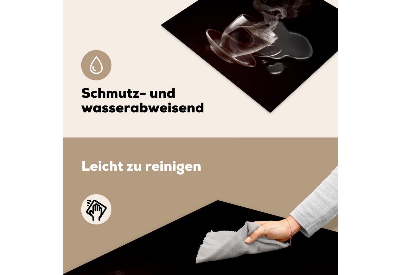 MuchoWow Herd-Abdeckplatte Tasse - Tee - Schwarz - Weiß, Vinyl, (1 tlg), Ceranfeldabdeckung Küche, Herdabdeckplatte Einteilig, 60x52 cm Bild 5