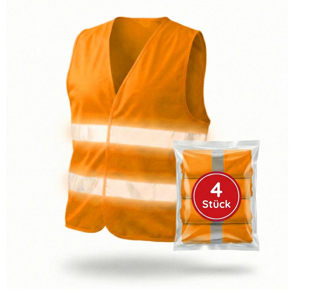 FLEXEO Warnweste Warnweste EN ISO 20471 (4-tlg) Sicherheitsweste Signalkleidung Signalweste, orange Bild 3