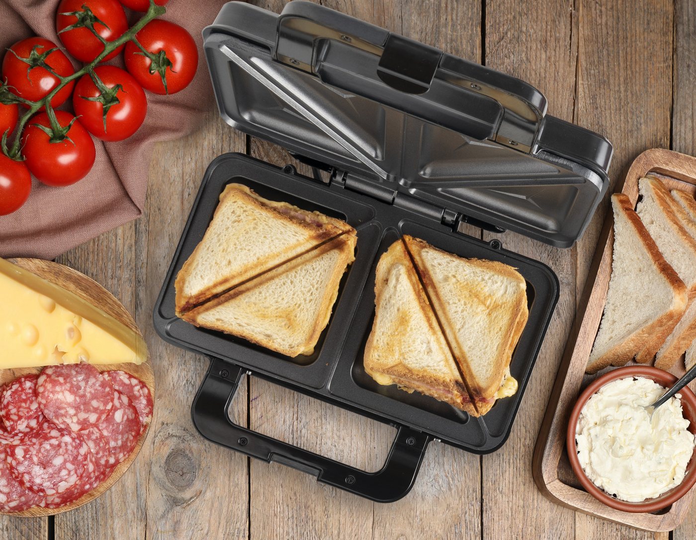 bestron Sandwichmaker ASM90XL, 900 W, Abschaltautomatik, hitzebeständiges Gehäuse, Antihaftbeschichtung Bild 4