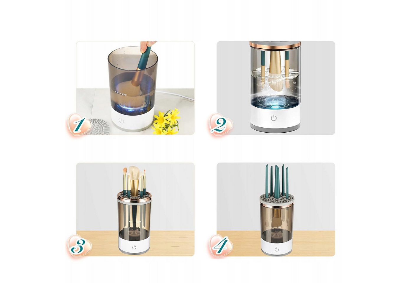 Realb2b Beauty-Multigerät Make-up Pinselreiniger elektrisch Pinsel Waschgerät USB, Make up Pinselreiniger Set USB Gerät mit Reinigung und Trocknung, Elektrischer Make up Pinselreiniger USB Reinigung Trocknung kompakt Bild 3