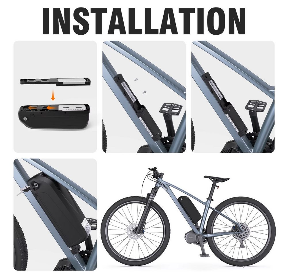 Athlix Varstrom E-Bike Akku Lithium-Ionen Batterie Ersatzakku E-Bike Akku 13000 mAh (36 V), Abnehmbare Bauweise, LED-Akkustandsanzeige, integriertes Rahmenschloss