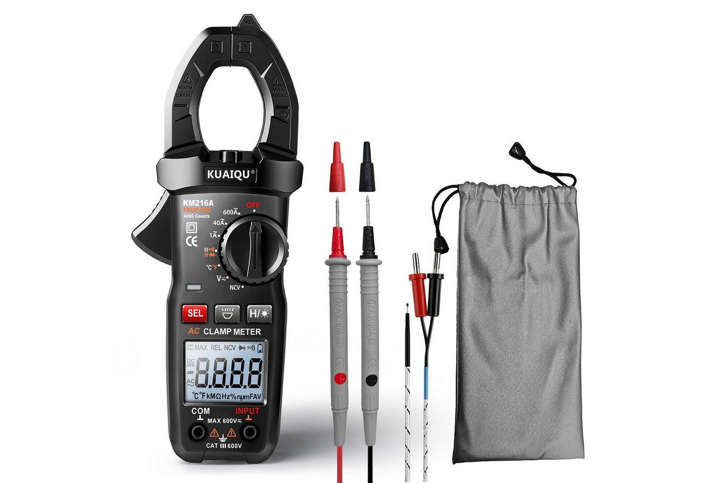 BBWL Multimeter AC-Zangenmultimeter 600A mit NCV, LED-Taschenlampe, LCD-HOLD für sichere Elektrodiagnose im Haushalt Bild 5
