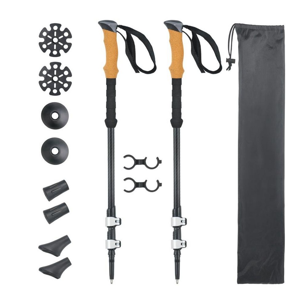 cwonlineshop Nordic-Walking-Stöcke 2 Stk Wanderstöcke Antischock Teleskop Premium Qualität (Set, 1 St., mit Transporttasche), Verstellbare Länge,Ultraleicht und widerstandsfähig Bild 4