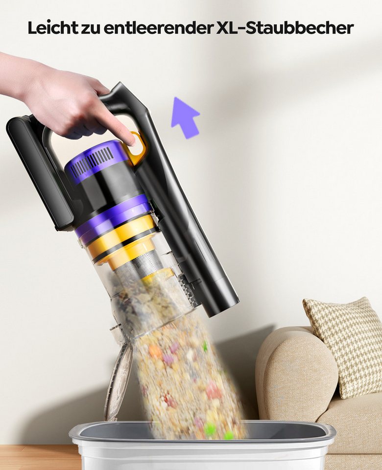 Laresar Akku-Hand-und Stielstaubsauger X11 Akku Staubsauger,AkkuStaubsauger, 75KPA, 60Min Laufzeit,550W, beutellos, Intelligenter Touchscreen, Abnehmbarer Akku, 1,5 L Staubbehälter Bild 2