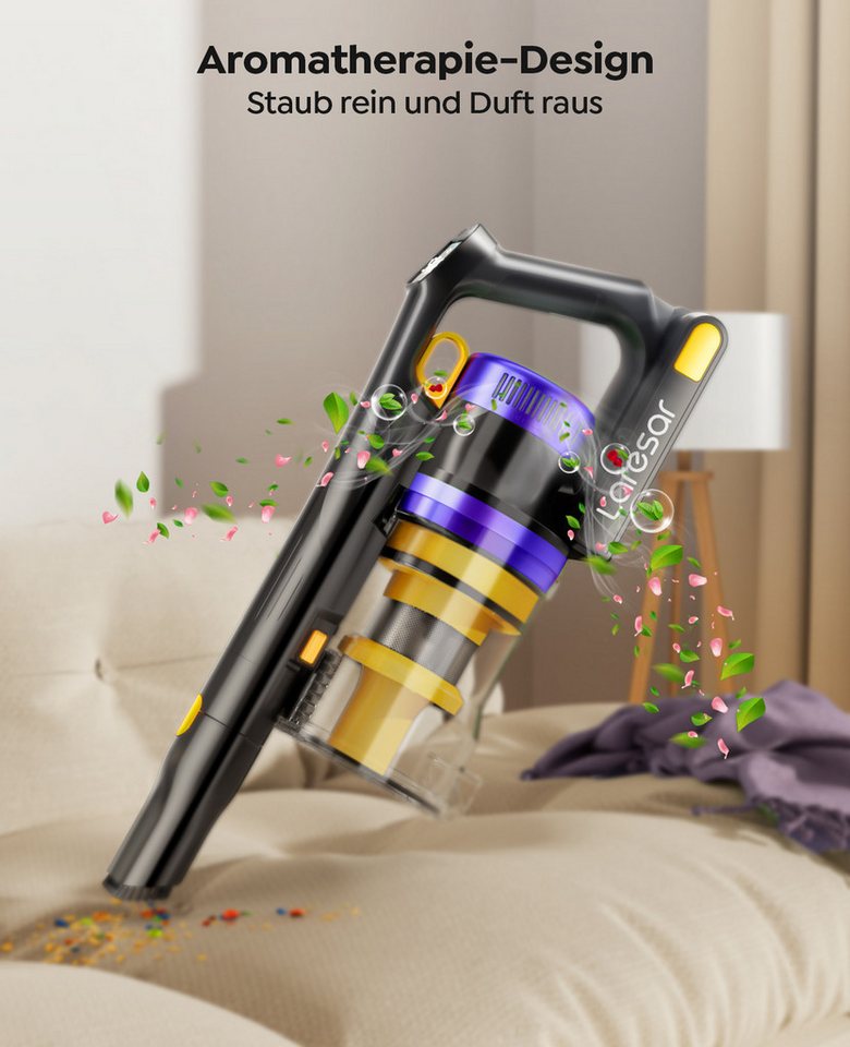 Laresar Akku-Hand-und Stielstaubsauger X11 Akku Staubsauger,AkkuStaubsauger, 75KPA, 60Min Laufzeit,550W, beutellos, Intelligenter Touchscreen, Abnehmbarer Akku, 1,5 L Staubbehälter Bild 5