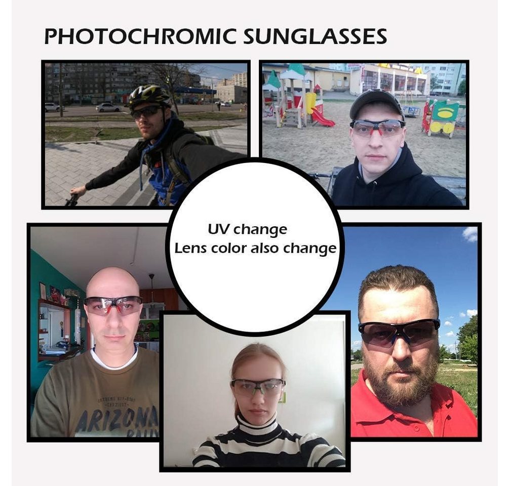 ROCKBROS Fahrradbrille Photochrome Rad-Sonnenbrille Halbrahmen UV-Schutz ultraleicht Bild 2