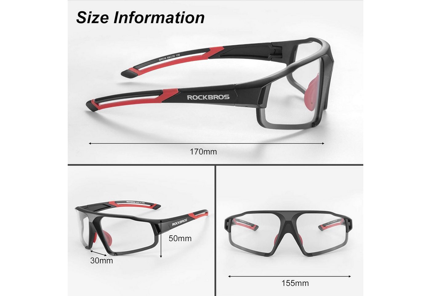 ROCKBROS Fahrradbrille Photochrome Unisex Fahrradsonnenbrille mit UV400 Schutz für Outdoor Bild 3